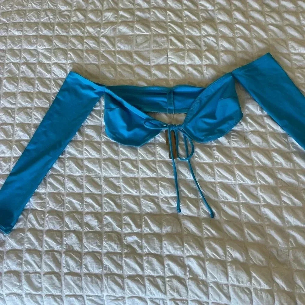 Skims blue swim sport bikini top